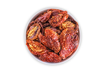 Dried tomatoes on a white isolated background