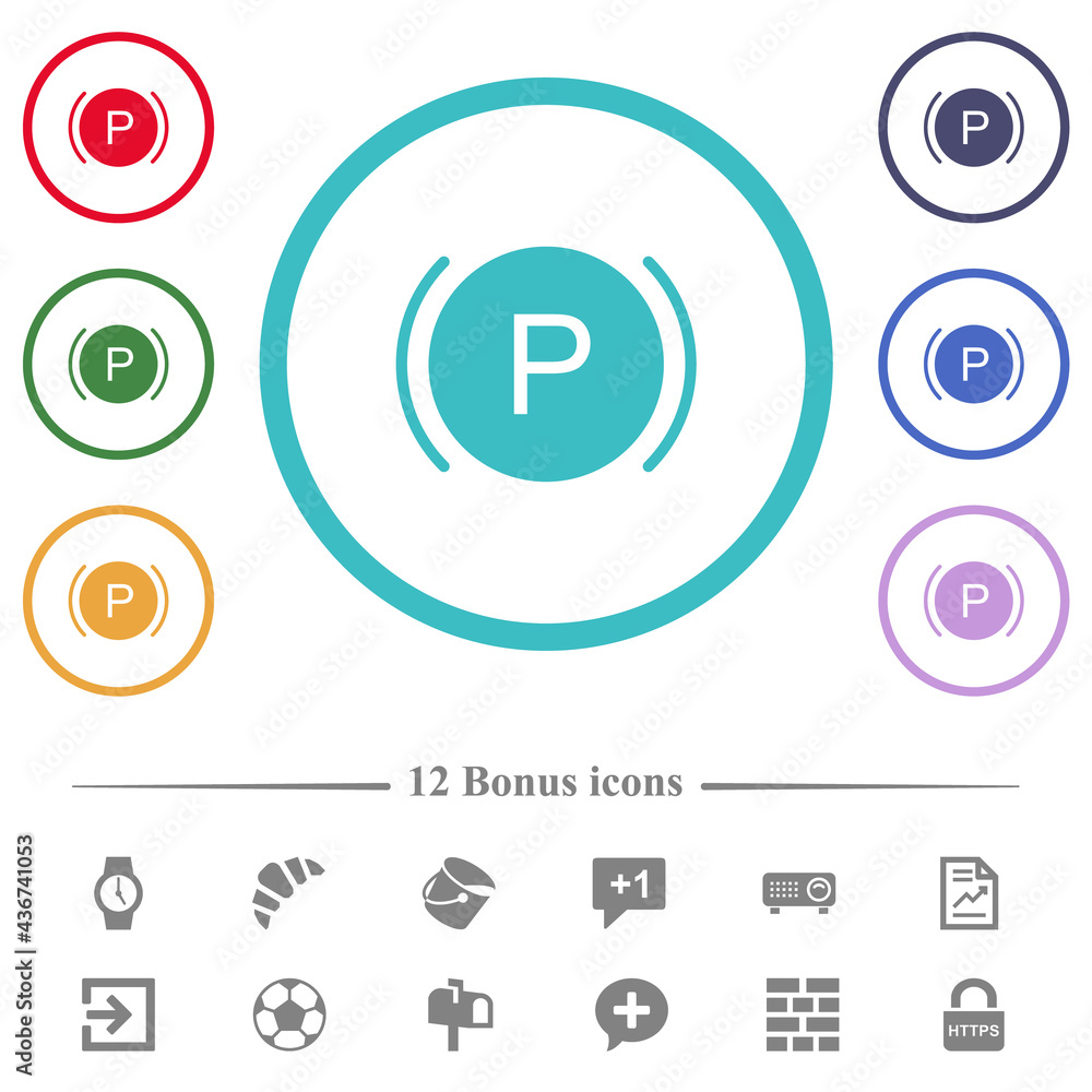 Poster car dashboard brake warning indicator flat color icons in circle shape outlines