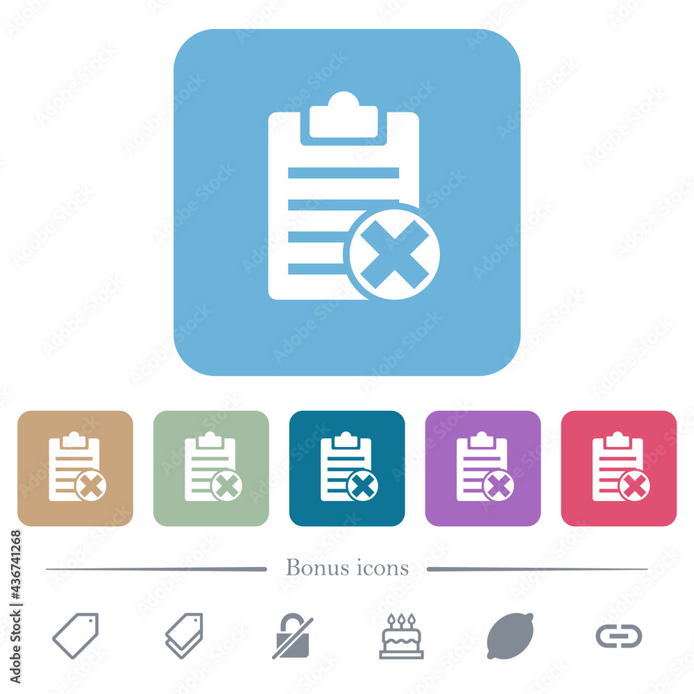Aufkleber note cancel flat icons on color rounded square backgrounds