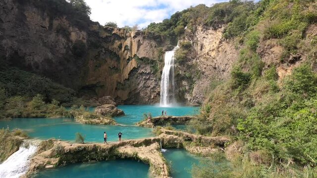 The beautiful El Salto del Meco waterfall, Huasteca Potosina, San Luis Potosi, Mexico