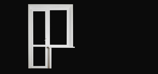 Two-component window block with door
