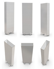 3D rendering - High resolution image white Totem Displays box template isolated on white background, high quality details of cardboard