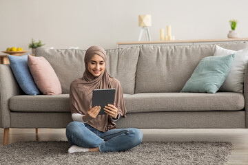 Internet and online time. Staying in touch with tablet