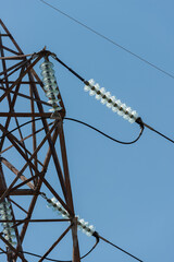 power lines on a sky