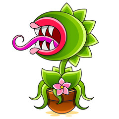 funny carnivorous plant cartoon illustration of cute © iaroslav_brylov