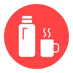 Thermos bottle vector glyph icon. Camping sign