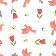 graphic seamless pattern with flowers in folk style 1