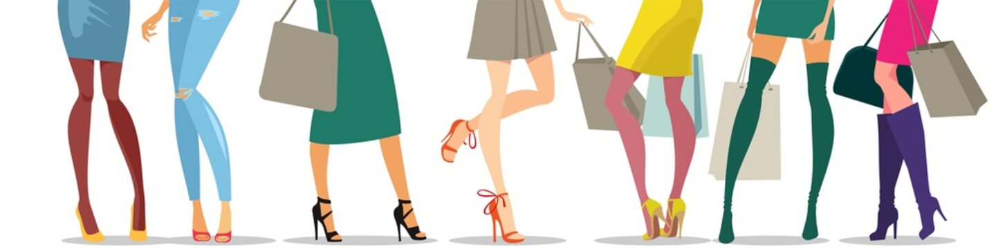 Woman legs in shoes vector illustration images
