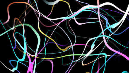 Multi color curve wave line gradient abstract on black background.