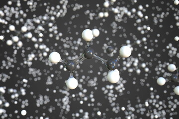 Polypropylene molecule made with balls, scientific molecular model. Chemical 3d rendering