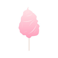 Cotton candy icon Vector illustration in flat design Classic pink candy on stick isolated on white background