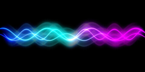 Sound wave line multicolor music abstract background. Neon light curved with colorful graphic design.