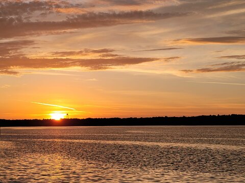 sunset over the river