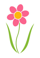 Pink flower icon. Silhouette vector illustration isolated on white background.