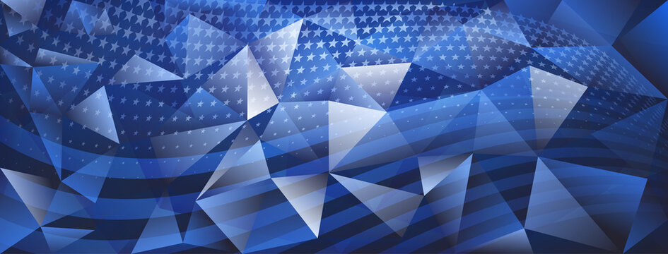 USA independence day abstract crystal background with elements of american flag in blue colors