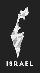 Israel - communication network map of country. Israel trendy geometric design on dark background. Technology, internet, network, telecommunication concept. Vector illustration.