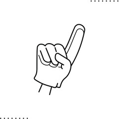football fan glove with a raised index finger vector icon in outline