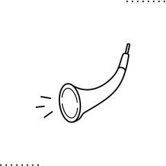 vuvuzela, trumpet fun item, football horn, vector icon in outline