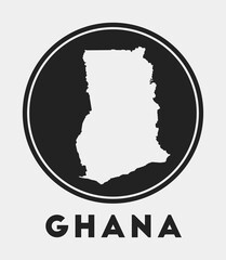 Ghana icon. Round logo with country map and title. Stylish Ghana badge with map. Vector illustration.