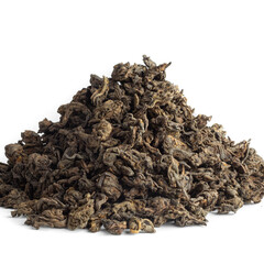 A bunch of pu-erh tea wih shadow on left side isolated crop Lao Cha Tou