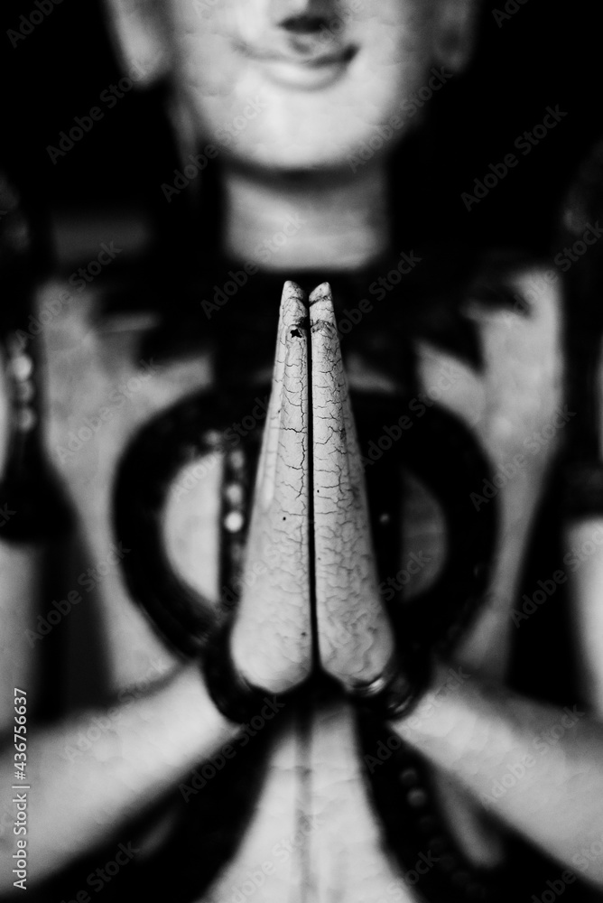 Canvas Prints Grayscale closeup shot of a Buddha statue