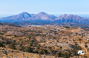 View of the village of Anogia in the mountainous part of the island of Crete in Greece.