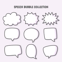 white blank speech bubble set isolated on white background. vector illustration.