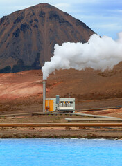 The geothermal power plant in Iceland. Myvatn area.