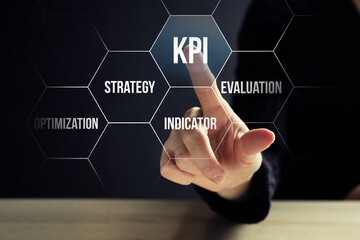 Concept kpi or key performance indicators control of the level of work of employees
