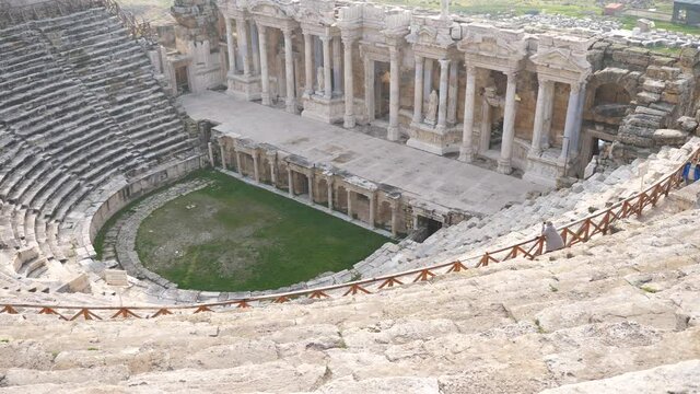 The Pamukkale Amphitheater of the ruined city of Hierapolis is one of the attractions of Turkey.
