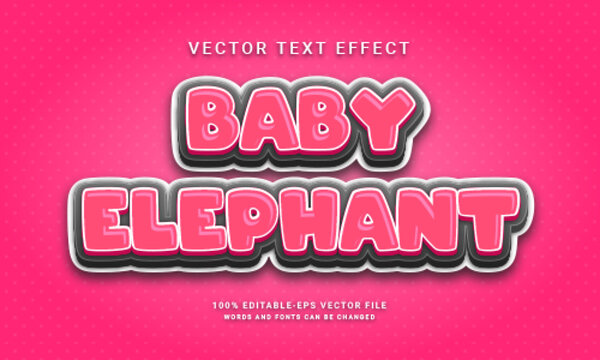 Baby elephant editable text effect with cute animals