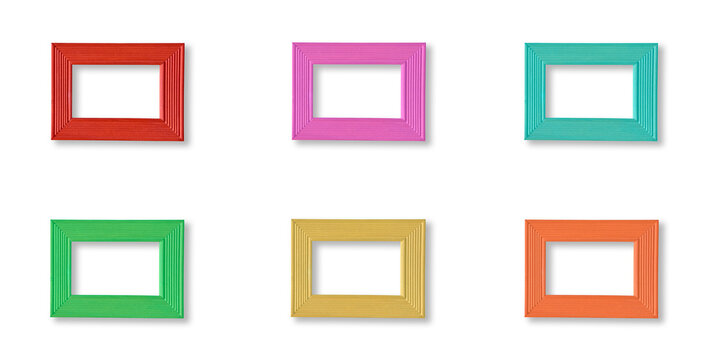 Set of colorful wooden frames isolated on white