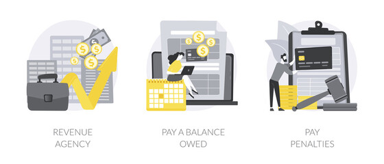 Tax payment abstract concept vector illustrations.