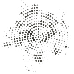 Halftone dotted radiate texture. Vector abstract background, overlay. Minimalists art element for advertisement banners, comic books, posters, packaging.