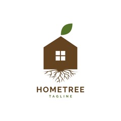 House with roots  logo design illustration vector template