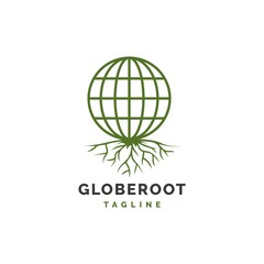 Earth with roots logo illustration vector template
