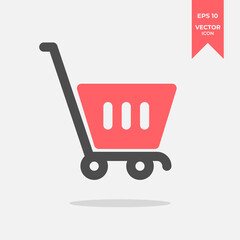 Shopping cart or shopping trolley  icon  Design Template. Illustration vector graphic. simple flat icon isolated on white background.  Perfect for your web site design, logo, app, UI