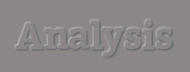 The word analysis text inscribed in 3d paper style.