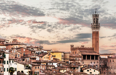 panoramic view of the old city of Siena,