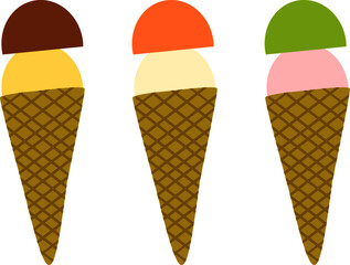 3種類のアイスクリーム
