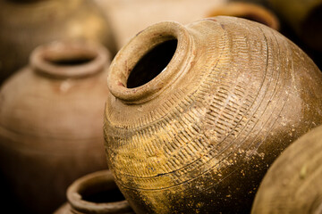 Close up of clay pots