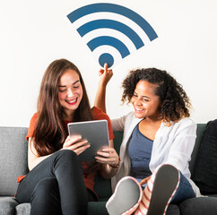 Friends with wifi signal icon