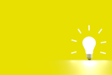 Lamp lightbulb neon yellow background copyspace decoration ornament business strategy idea creative...