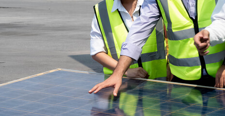 Engineering foreman labor manager safety african pointing finger hand group teamwork company problem solution success solar cell power  envronment business electric technician ecology maintenance