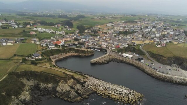 Drone footage of  a beautiful small village in the coast of Spain. Europe