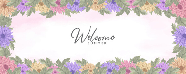 Minimalist floral banner with a summer theme