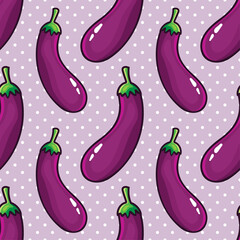eggplant vegetable seamless pattern vector illustration 