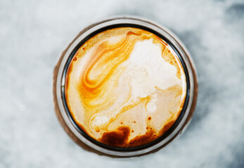 Aerial view of hot coffee