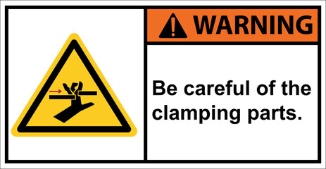 Be careful with your hand to hit the machine parts.,Danger sign.