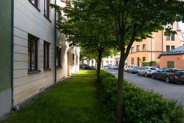 Stockholm, Sweden May 31, 2021 The quiet and quaint Lilla Aspuddsvagen in the Aspuddden neighbourhood.